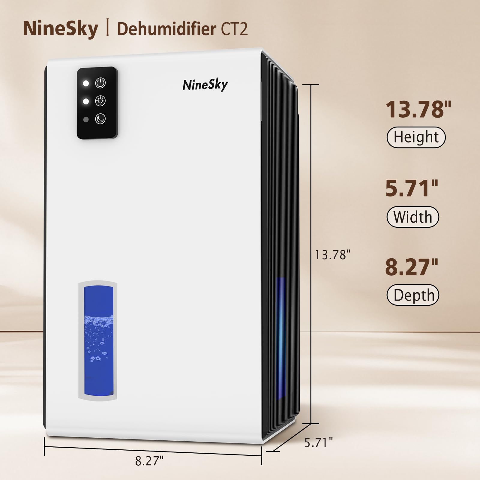 NineSky dehumidifier ambient light provides soft room illumination.