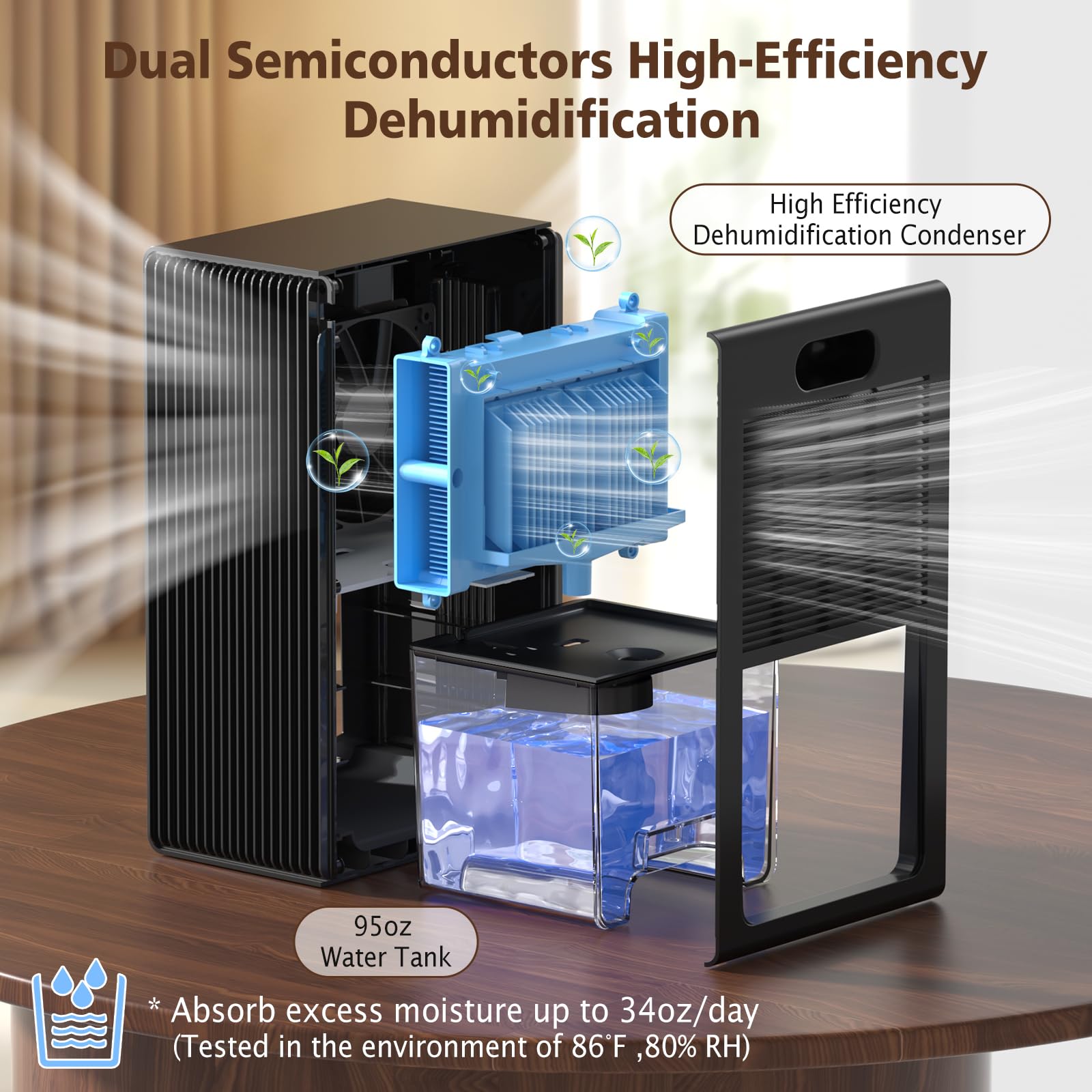 NineSky dehumidifier auto shut-off prevents leaks.