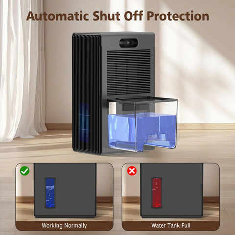 NineSky dehumidifier in basement scenario showing humidity control.