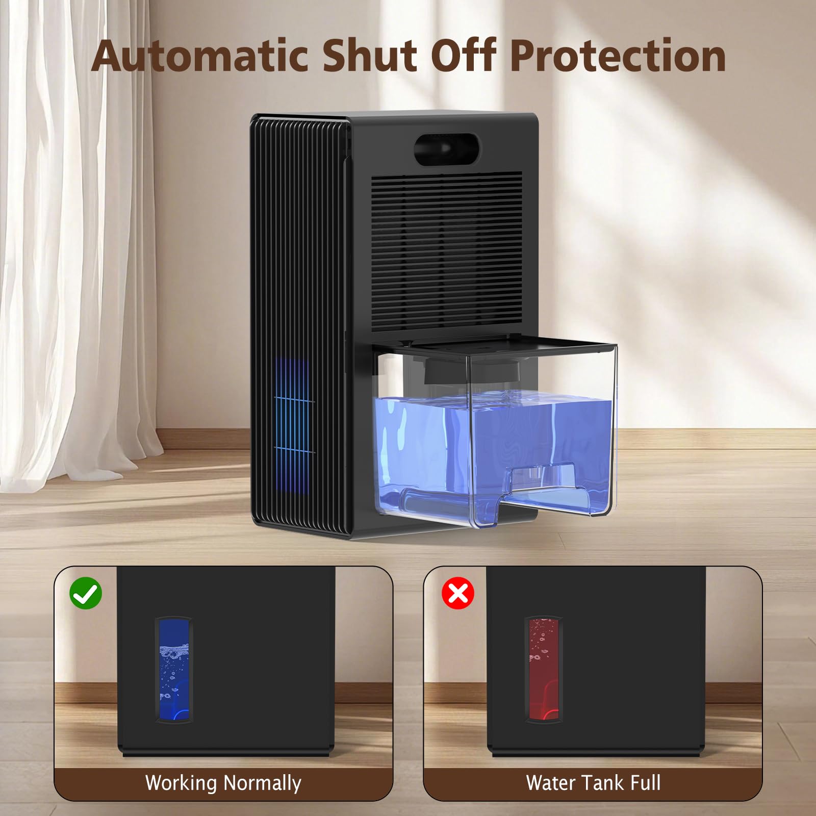 NineSky dehumidifier covers up to 1000 sq ft for larger rooms.