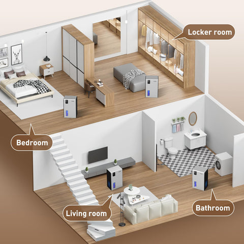 NineSky dehumidifier night mode operates with lights off for quiet sleep.