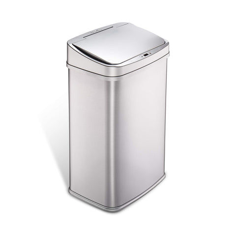Ninestars 13-gallon motion sensor trash can activates with a wave for hands-free use.