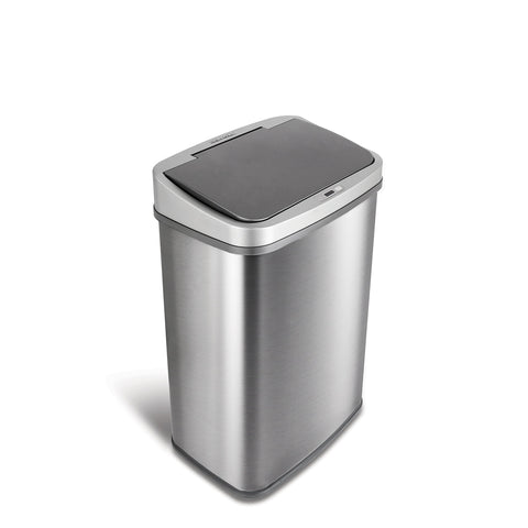Ninestars DZT-50-28BR automatic sensor lid in action for hands-free waste disposal.