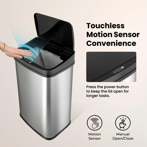 Ninestars motion-sensor lid activation demonstrating automatic opening
