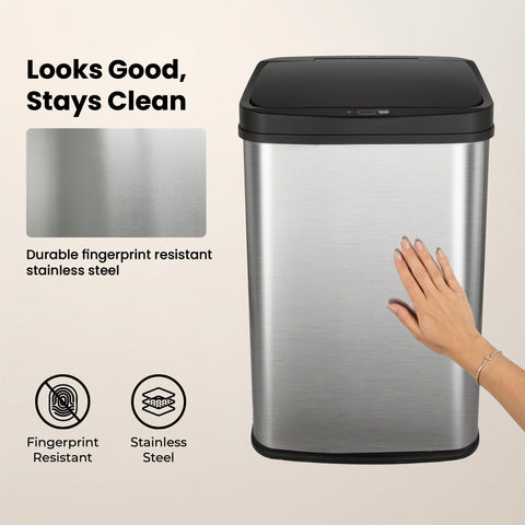 Ninestars rectangular-profile trash can fits flush against kitchen island