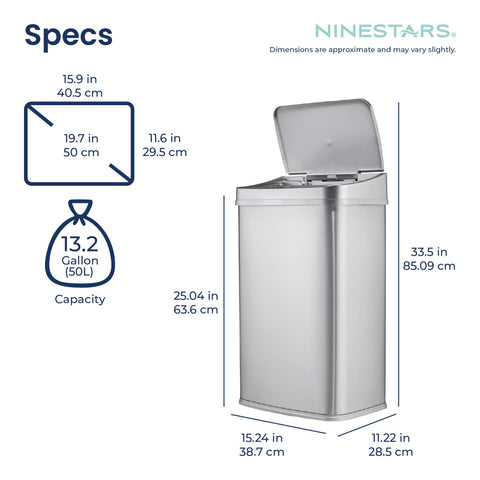 Ninestars removable liner ring simplifies bag changes and keeps edges neat.