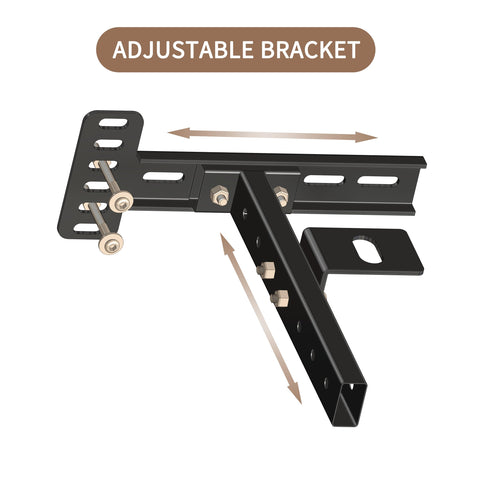 NINESTYLE adjustable brackets installed on a sturdy metal bed frame.