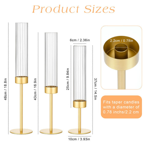 Ninonly tall brass candlesticks at three heights for layered ambience.