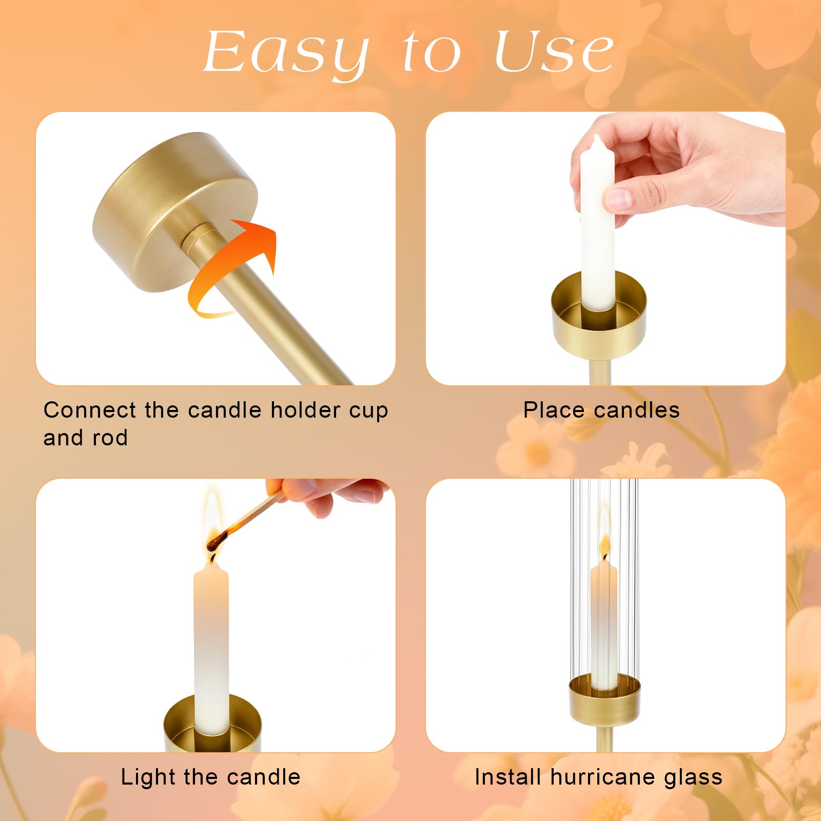 Ninonly weighted base candlestick provides upright stability on any surface.