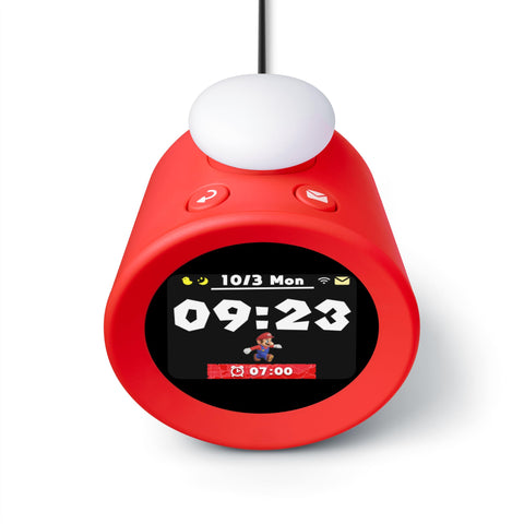 Nintendo Alarmo on nightstand delivering playful game wake-up sounds