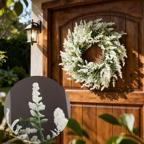 NIOPELO lavender-eucalyptus wreath showcases lush greenery detail.