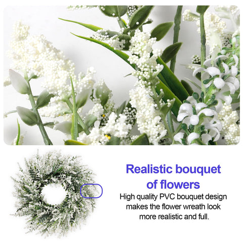 NIOPELO lavender-eucalyptus wreath with lifelike blooms enhances interior doorway ambiance.
