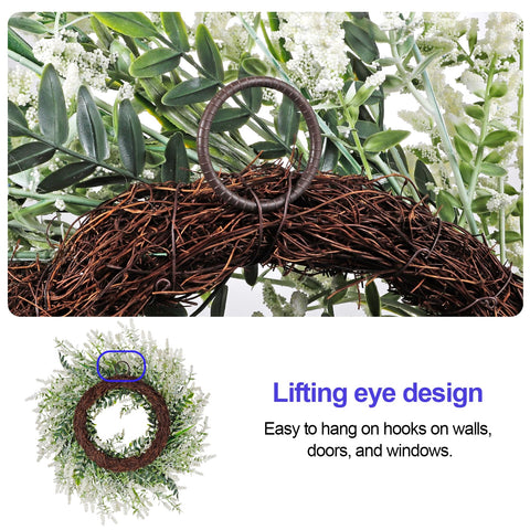 NIOPELO outdoor-friendly lavender-eucalyptus wreath for porch.