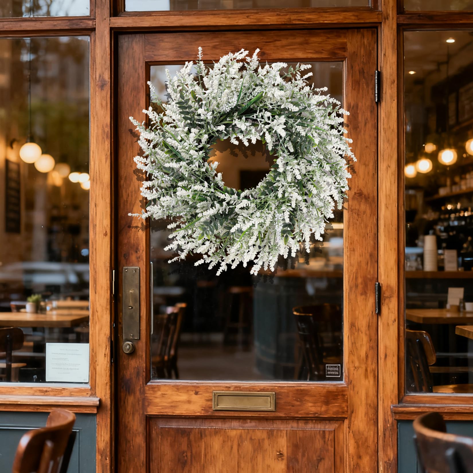 NIOPELO porch-ready lavender-eucalyptus wreath welcome guests.