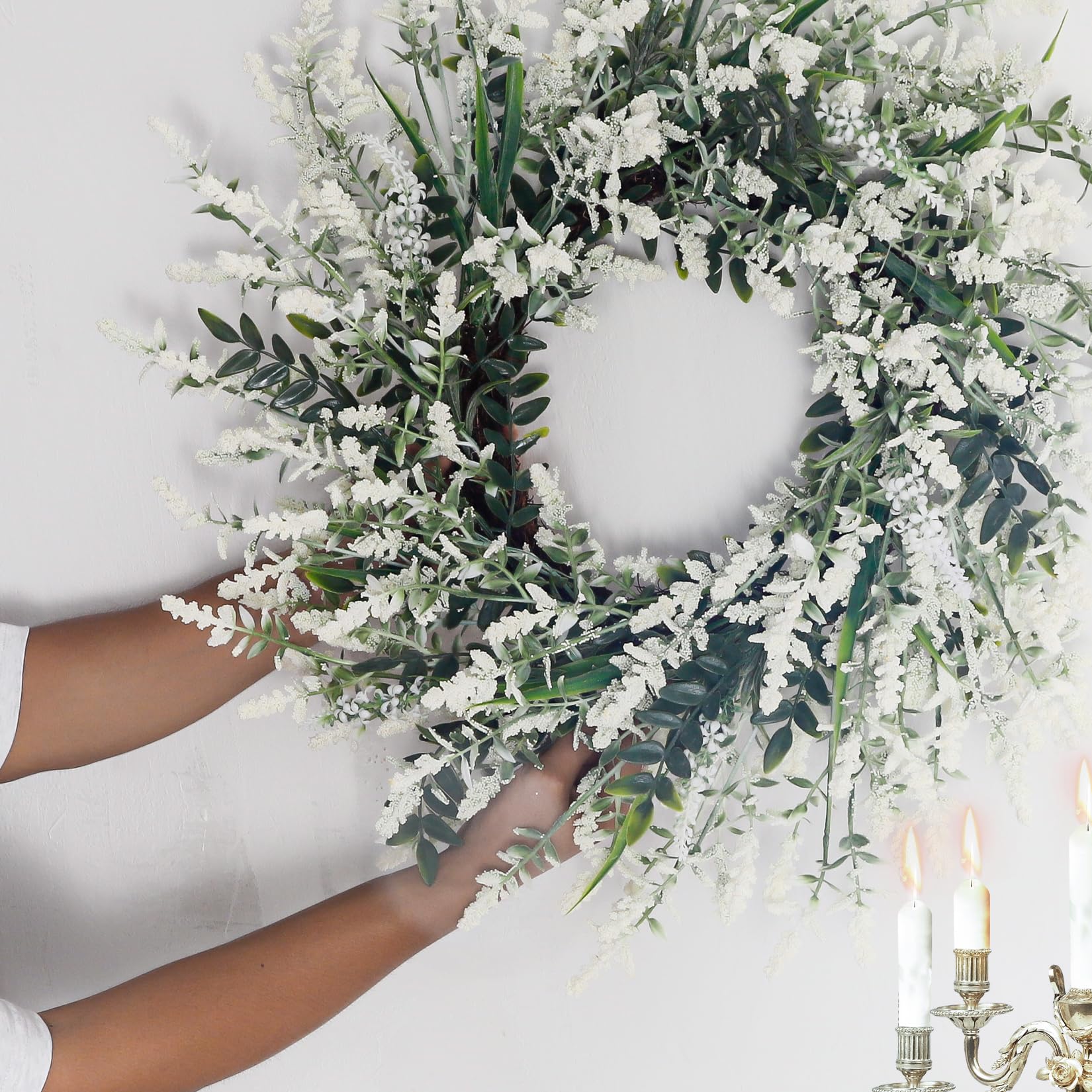 NIOPELO lavender-eucalyptus wreath for living room decor.