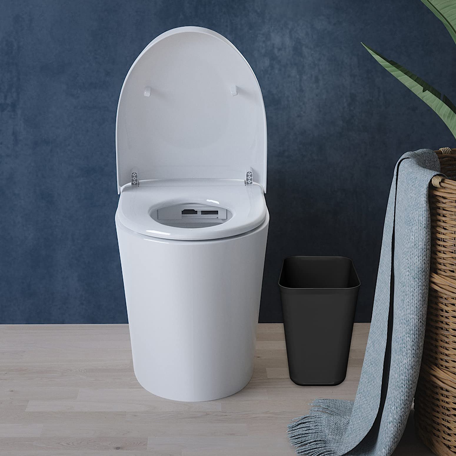 Nipogear rectangular open-top trash bin for quick access in small work areas.