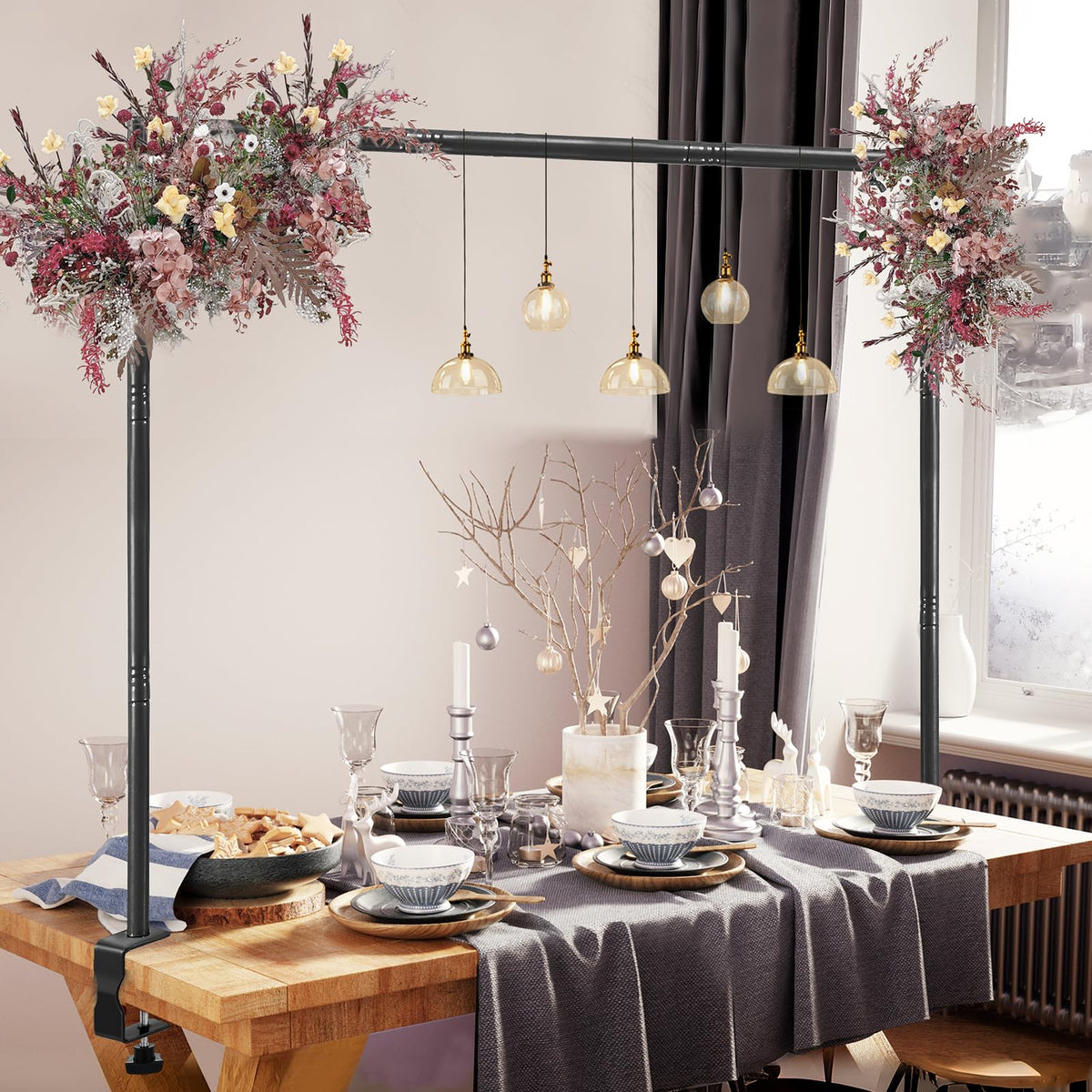 Nisoger over-table rod stand offers extendable length for versatile table setups.
