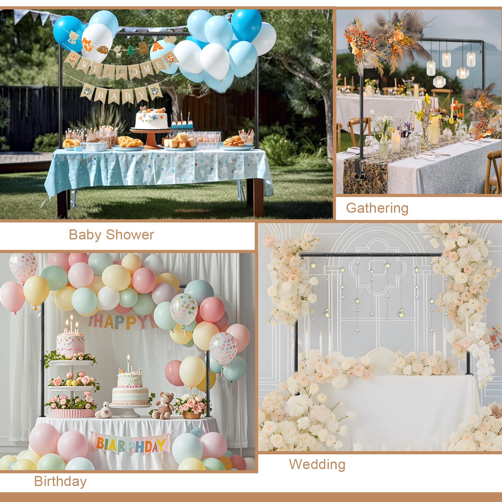 Nisoger backdrop ready for balloons, flowers, lights or garlands.