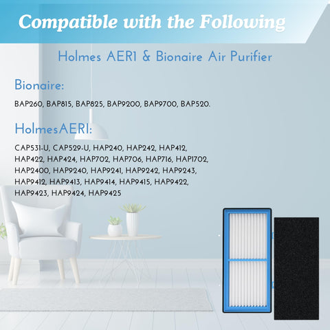 Nispira AER1 compatibility shot indicates broad Holmes and Bionaire support
