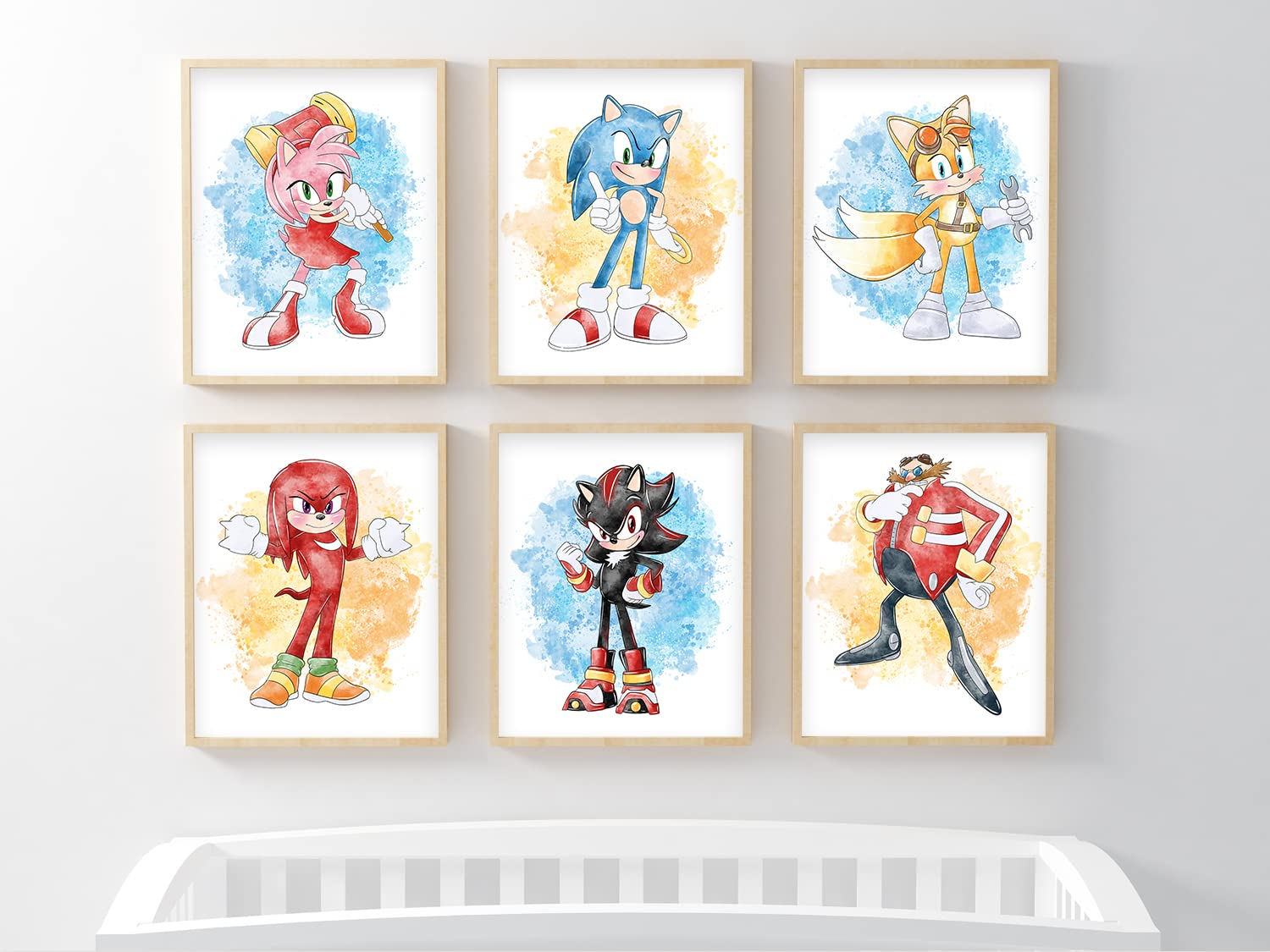 Nistio six-piece hedgehog wall art for kids room versatility