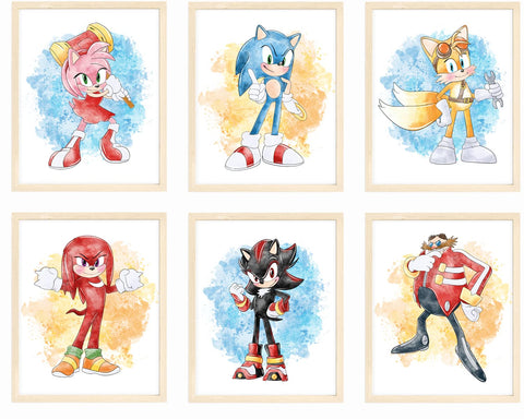 Nistio Hedgehog wall art prints set of six for nursery or kids room decor