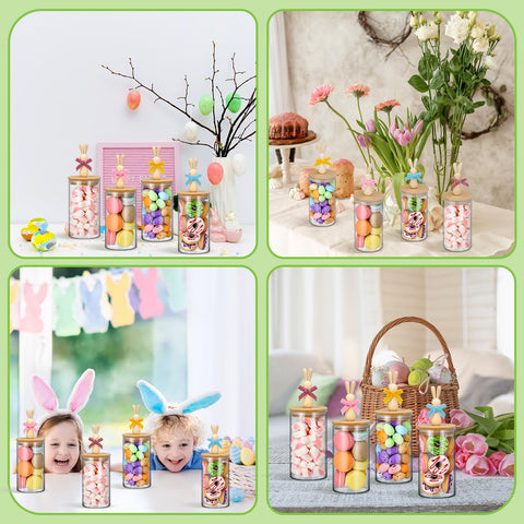Nitial candy jar on a dessert table adds charm and organization.