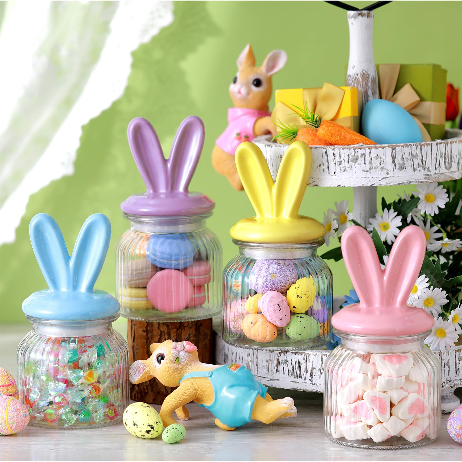 Nitial Easter bunny jar blue with ceramic lid, perfect for colorful treats