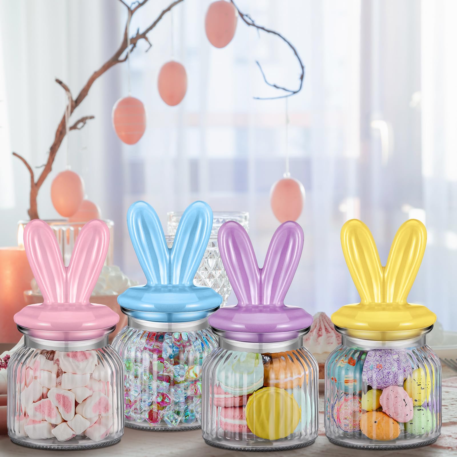 Nitial Easter bunny jar lid closeup shows ceramic lid and rubber seal