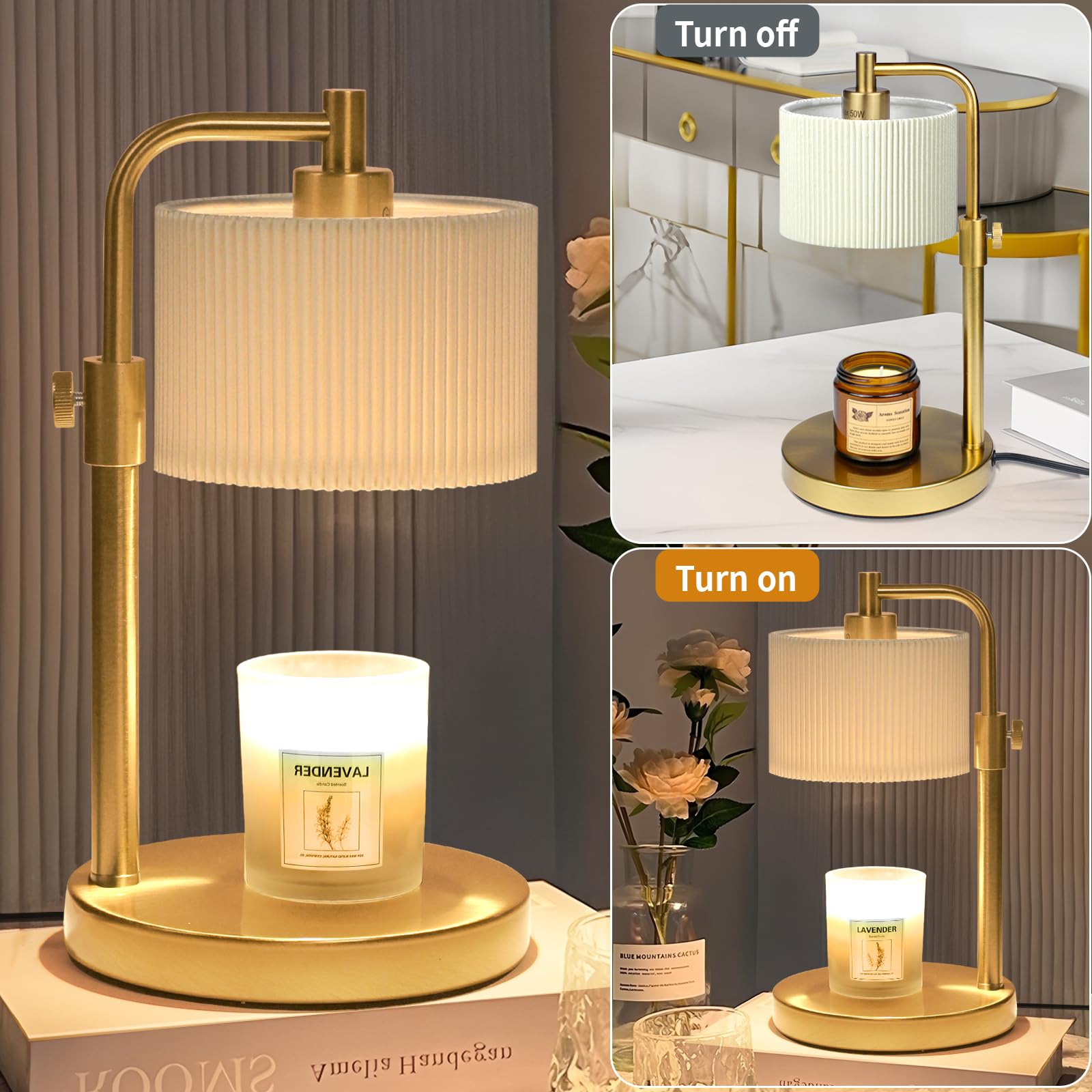 NITOWOLF Candle Warmer Lamp enhances bedroom ambiance with safe, smoke-free warmth.