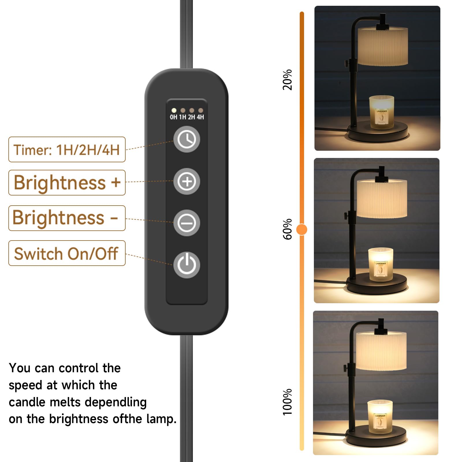 NITOWOLF Candle Warmer Lamp with adjustable height fits votives to tall pillars