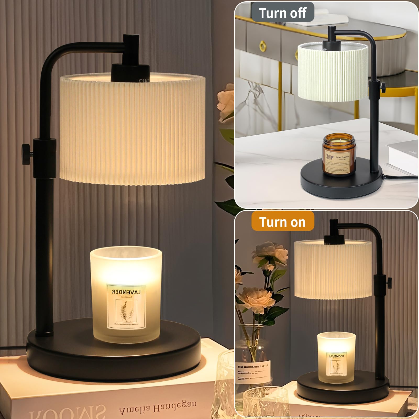 NITOWOLF Candle Warmer Lamp in living room, enhances ambient light and fragrance