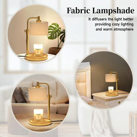 NITOWOLF Candle Warmer Lamp fabric shade diffuses light for cozy glow.