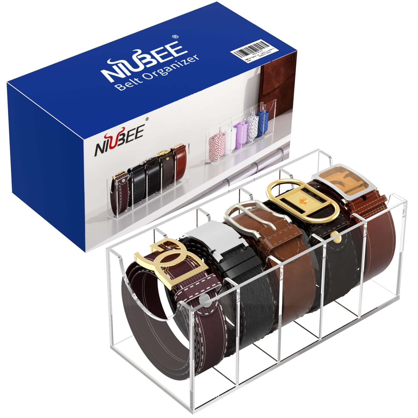 NIUBEE clear acrylic case highlights belt visibility and protection
