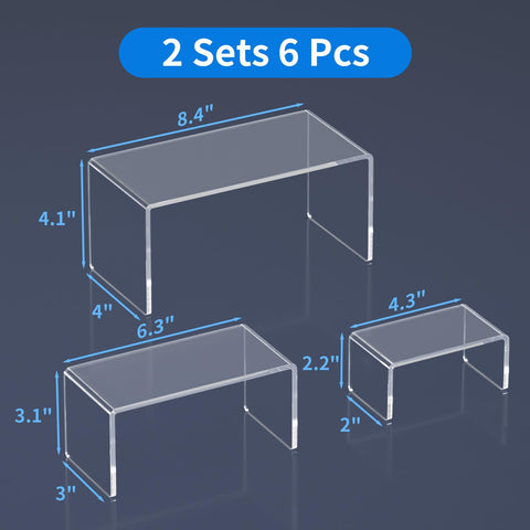 NIUBEE acrylic display riser 3-steps highlights multi-level figure presentation.