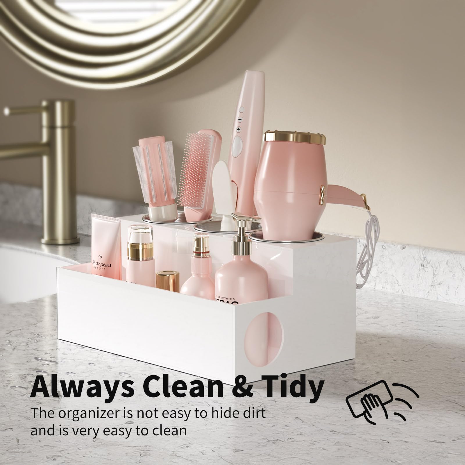 NIUBEE acrylic easy-clean surface demonstrates low-maintenance organization