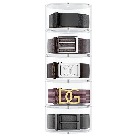 NIUBEE 5-layer belt organizer shows belts clearly in a clean display