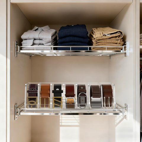 NIUBEE belt organizer features a sturdy, moisture-resistant acrylic frame.