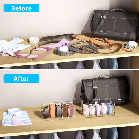 NIUBEE belt organizer front view shows tidy closet display