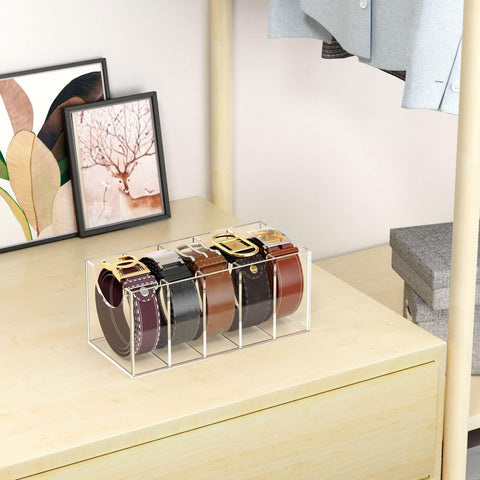 NIUBEE belt organizer accommodates large buckles for easy stowage