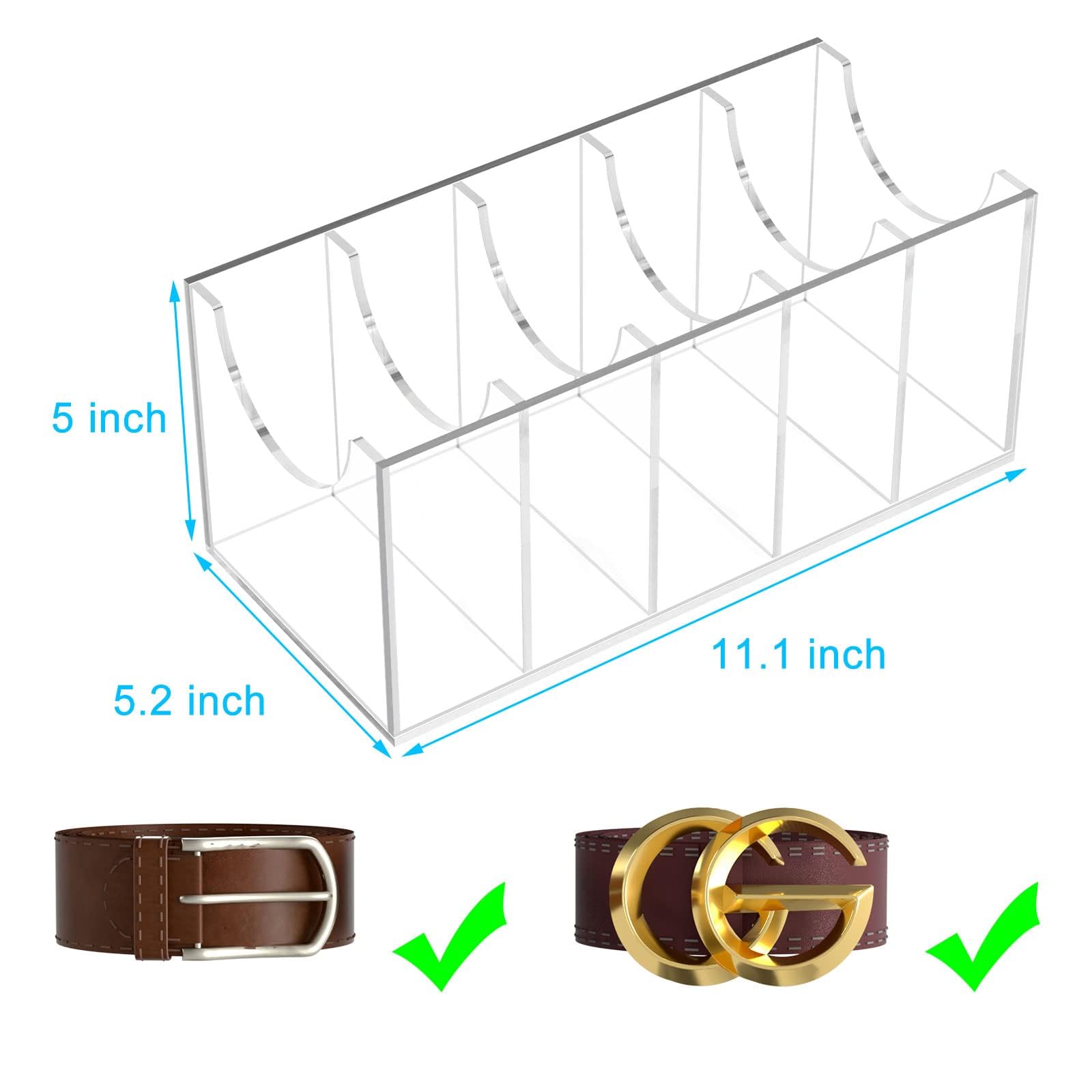 NIUBEE acrylic belt storage allows quick belt access