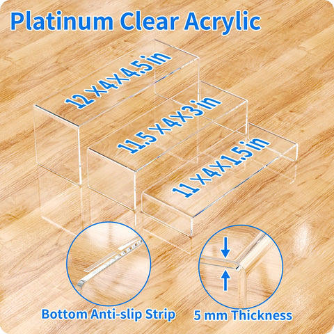NIUBEE clear rectangular stands showcase desserts and collectibles beautifully.
