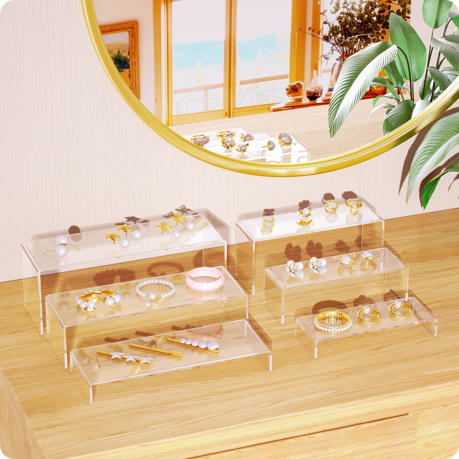 NIUBEE sturdy acrylic stands declutter shelves while preserving visibility.
