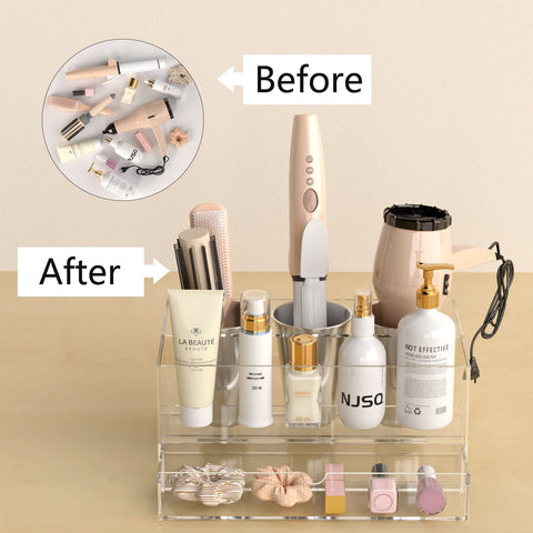 NIUBEE makeup and brushes organized for easy access during getting ready.