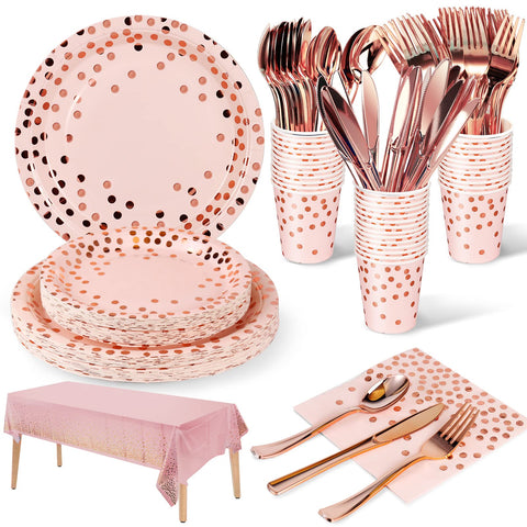 Nkaiso pink rose gold dinner plates for sturdy, stylish servings.