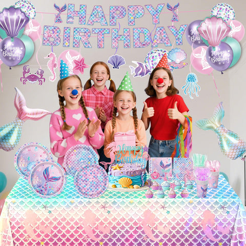 NKPDAXM mermaid balloons brighten the celebration with buoyant color.