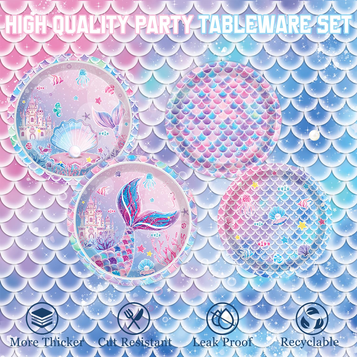 NKPDAXM mermaid napkins add quick cleanup with sea-themed design.