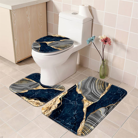 Nkzply blue marble non slip bath mat keeps feet safe on wet floors.