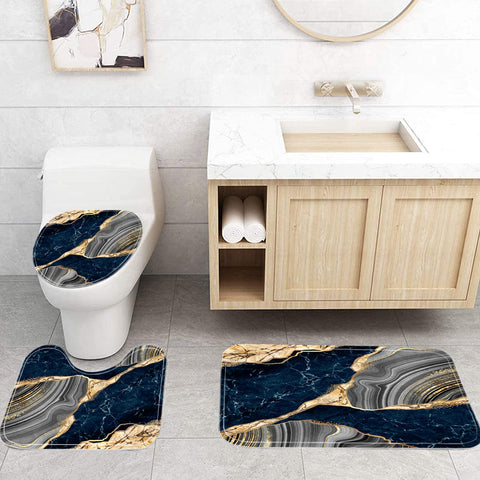 Nkzply blue marble bathroom set full display in coordinated decor.