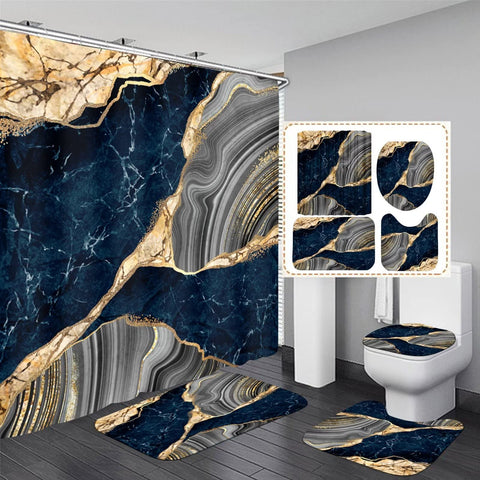 Nkzply blue marble shower curtain 70.8 inches helps water dry quickly and brighten the bathroom.