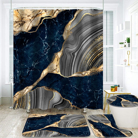 Nkzply blue marble curtain drape demonstrates even weight for a smooth hang.